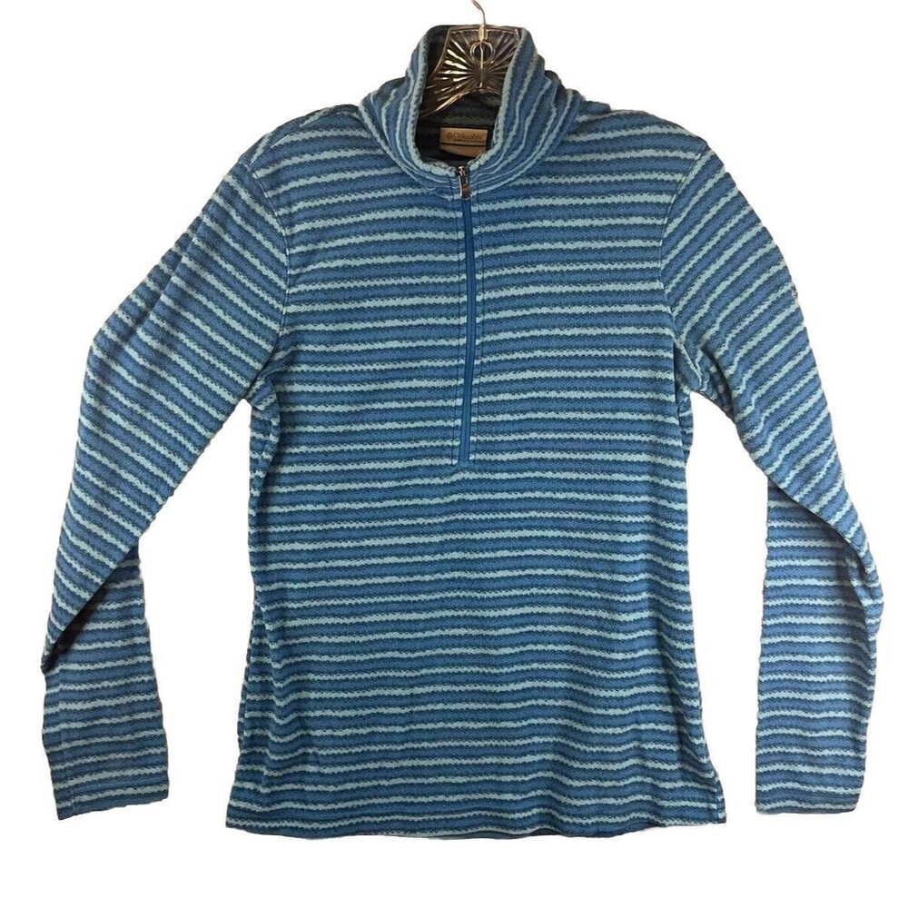 Columbia Sweater Womens Small Blue Outdoors 1/4 Zip Fleece Pullover Ladies